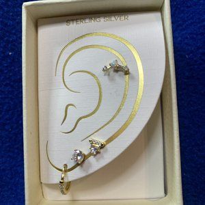 4 percing oneside Earrings In Sterling Silver